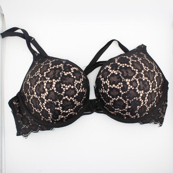 Victoria’s Secret Bra Womens 34C Black Bombshell Plunge Lace Push-Up - Picture 1 of 8